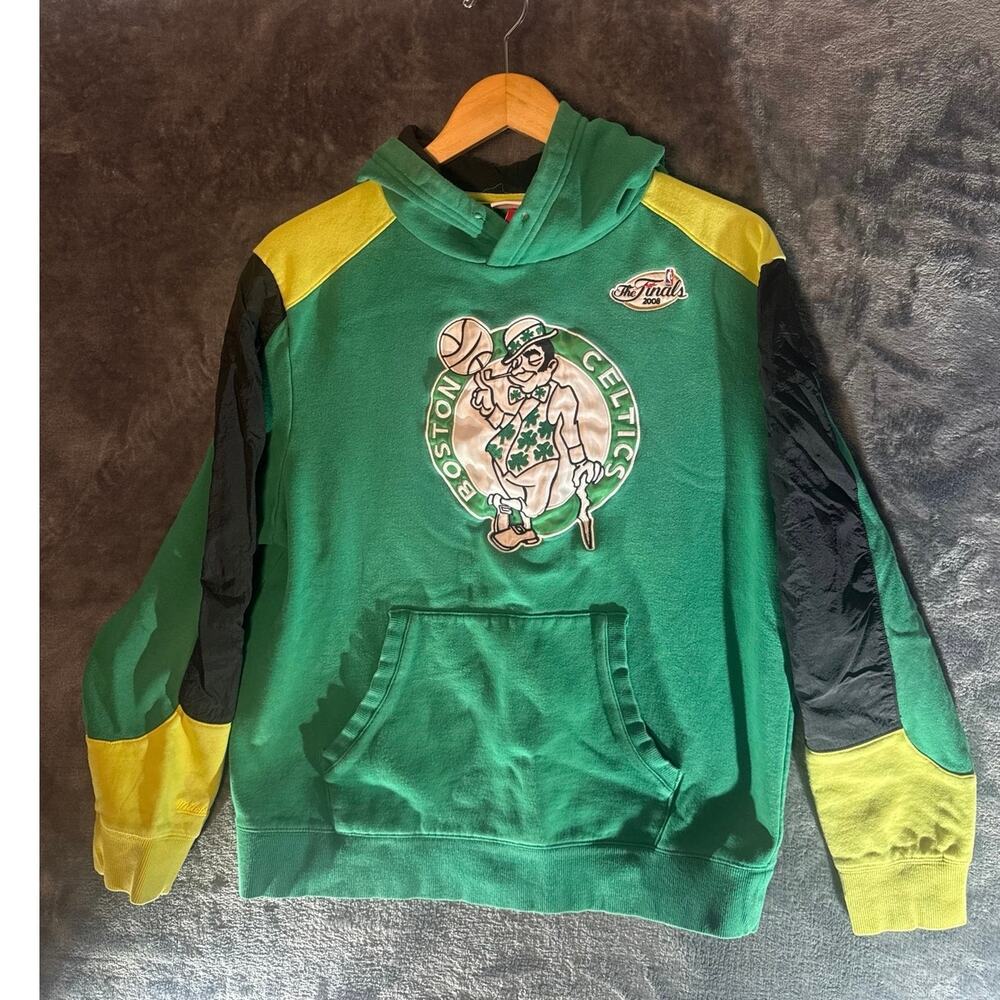 Mitchell & Ness Boston Celtics 2008 Finals Fusion Hoodie Green Yellow Large Y2K